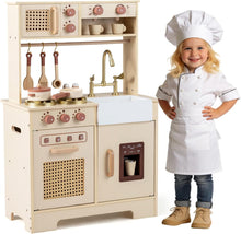 Load image into Gallery viewer, Kids Play Kitchen, Wooden Toy Kitchen with Stoves, Oven