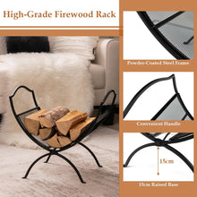 Load image into Gallery viewer, Folding Firewood Rack Heavy Duty Metal Arced Firewood Log Holder