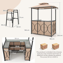 Load image into Gallery viewer, Grill Gazebo and 2 Bar Stools with Tempered Glass Bar Table for Patio Poolside Garden
