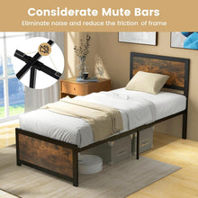 Load image into Gallery viewer, Single Metal Bed Frame, 3FT Steel Slat Support Bed with Headboard, Footboard and Underbed Storage Space