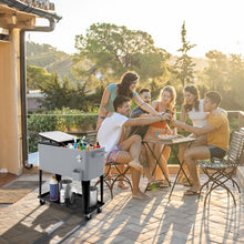 Load image into Gallery viewer, 76 litre Outdoor Ice Rolling Cooler Cart Silver