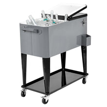 Load image into Gallery viewer, 76 litre Outdoor Ice Rolling Cooler Cart Silver