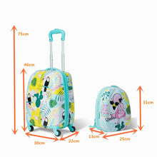 Load image into Gallery viewer, 2 Pieces Kids Luggage Set with 4 Casters and Retractable Handle