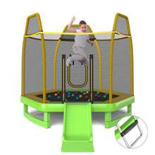 Load image into Gallery viewer, 7 Feet Hexagonal Trampoline with Slide and Safety Enclosure Net