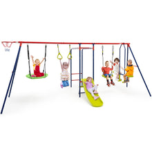 Load image into Gallery viewer, 7-in-1 Kids Swing Set with 2 Swings for Kids Aged 3-10 Years Old