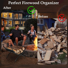 Load image into Gallery viewer, Folding Firewood Rack Heavy Duty Metal Arced Firewood Log Holder