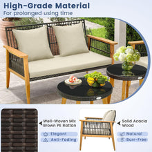 Load image into Gallery viewer, 5 Pieces Outdoor Conversation Set with Acacia Wood Frame and Cushions