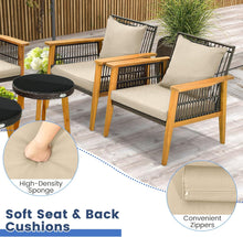 Load image into Gallery viewer, 5 Pieces Outdoor Conversation Set with Acacia Wood Frame and Cushions