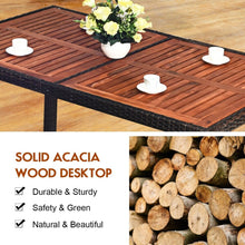 Load image into Gallery viewer, 7 PCS Patio Dining Set Stackable Wicker Conversation Set 6 Chairs with Table