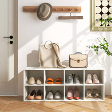Load image into Gallery viewer, 8 Grid Shoe Bench 2 in 1 Shoe Organizer with 8 Storage Cubbies
