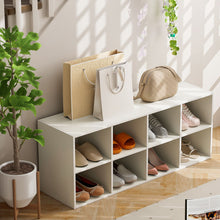 Load image into Gallery viewer, 8 Grid Shoe Bench 2 in 1 Shoe Organizer with 8 Storage Cubbies