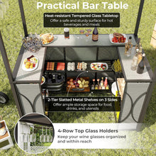 Load image into Gallery viewer, Grill Gazebo and 2 Bar Stools with Tempered Glass Bar Table for Patio Poolside Garden
