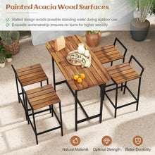 Load image into Gallery viewer, 5 Piece Acacia Wood Bar Table Set with Metal Frame and Footrest