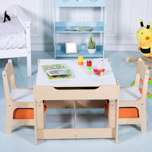 Load image into Gallery viewer, Kids Table&Chairs Set Double Side Tabletop Desk Wood Furniture with Storage Box