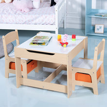 Load image into Gallery viewer, Kids Table&Chairs Set Double Side Tabletop Desk Wood Furniture with Storage Box