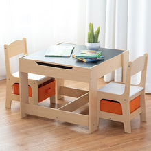 Load image into Gallery viewer, Kids Table&Chairs Set Double Side Tabletop Desk Wood Furniture with Storage Box