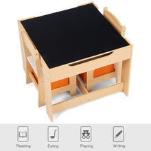 Load image into Gallery viewer, Kids Table&Chairs Set Double Side Tabletop Desk Wood Furniture with Storage Box