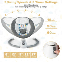 Load image into Gallery viewer, Baby Bouncer with 5 Swing Speeds and Built-in 17 Music for Newborn