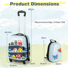 Load image into Gallery viewer, 2 Pieces Kids Luggage Set with Wheels and Height Adjustable Handle