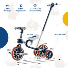 Load image into Gallery viewer, 4-in-1 Multifunctional Kids Training Balance Trike with Adjustable Push Handle
