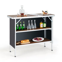Load image into Gallery viewer, Aluminum Lightweight Folding Picnic Table with 2-Tier Shelves and Carrying Bag