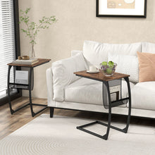 Load image into Gallery viewer, C-Shaped Compact Sofa Side Snack Table for Small Space Living Room