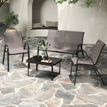 Load image into Gallery viewer, 4 Piece Garden Patio Bistro Furniture Set with Loveseat, Coffee Table and 2 Chairs