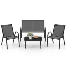 Load image into Gallery viewer, 4 Piece Garden Patio Bistro Furniture Set with Loveseat, Coffee Table and 2 Chairs