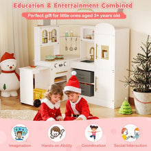 Load image into Gallery viewer, Corner Kitchen Playset Kids Pretend Play Kitchen with Pull-out Cart Fabric Bins