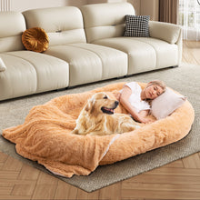Load image into Gallery viewer, Human Dog Bed with Soft Blanket and Present Plump Pillow