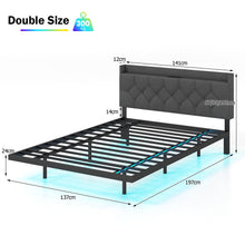 Load image into Gallery viewer, Double Size Floating Bed Frame with Adjustable Headboard and Charging Station