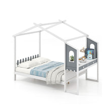 Load image into Gallery viewer, Double House Bed Wood Montessori Bed Frame with Desk