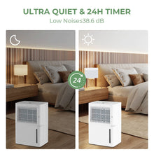 Load image into Gallery viewer, 12L/Day Dehumidifier with Continuous Drying Auto Mode and 24H Timer