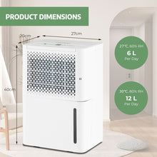 Load image into Gallery viewer, 12L/Day Dehumidifier with Continuous Drying Auto Mode and 24H Timer