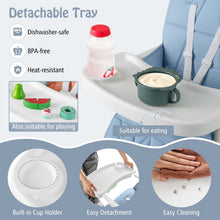 Load image into Gallery viewer, Foldable Baby High Chair with Removable Adjustable Tray