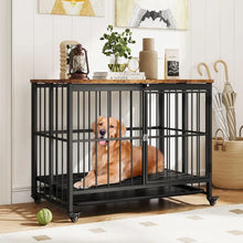 Load image into Gallery viewer, Foldable Dog Crate Furniture with Removable Tray Heavy-duty Chew-resistant Dog Kennel
