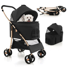 Load image into Gallery viewer, Foldable Pet Stroller with 4-Level Adjustable Canopy and Storage Basket