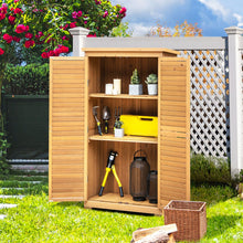 Load image into Gallery viewer, Outdoor Wooden Storage Shed with 3 Removable Shelves for Garden Deck