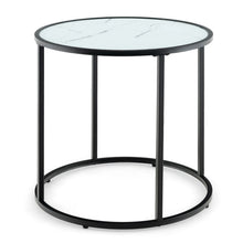 Load image into Gallery viewer, 50CM Round Side Table with Metal Frame and Faux Marble Glass Top