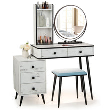 Load image into Gallery viewer, Vanity Table Set with 3-Colour Round Mirror and Charging Station