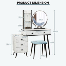 Load image into Gallery viewer, Vanity Table Set with 3-Colour Round Mirror and Charging Station