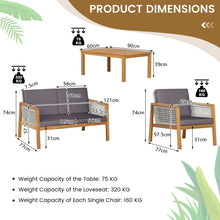 Load image into Gallery viewer, 4 Pieces Wicker Patio Furniture Set with Loveseat Coffee Table and Chairs