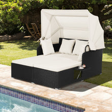 Load image into Gallery viewer, Garden Rattan Daybed with Retractable Canopy and Cushions