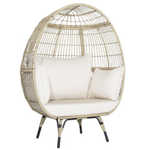Load image into Gallery viewer, Oversized Rattan Egg Chair with 4 Cushions for Balcony Backyard