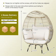 Load image into Gallery viewer, Oversized Rattan Egg Chair with 4 Cushions for Balcony Backyard