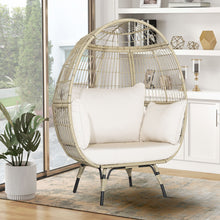 Load image into Gallery viewer, Oversized Rattan Egg Chair with 4 Cushions for Balcony Backyard