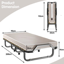 Load image into Gallery viewer, Folding Bed with 10 cm Memory Foam Mattress and Wheels