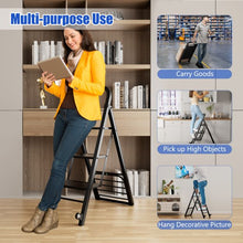Load image into Gallery viewer, 2-In-1 Hand Truck and Ladder Foldable 3-Step Ladder with Non-slip Wide Pedals