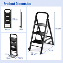 Load image into Gallery viewer, 2-In-1 Hand Truck and Ladder Foldable 3-Step Ladder with Non-slip Wide Pedals