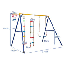 Load image into Gallery viewer, 4-in-1 Heavy Duty Swing Set with 1 Basketball Hoop and 1 Adjustable Belt Swing